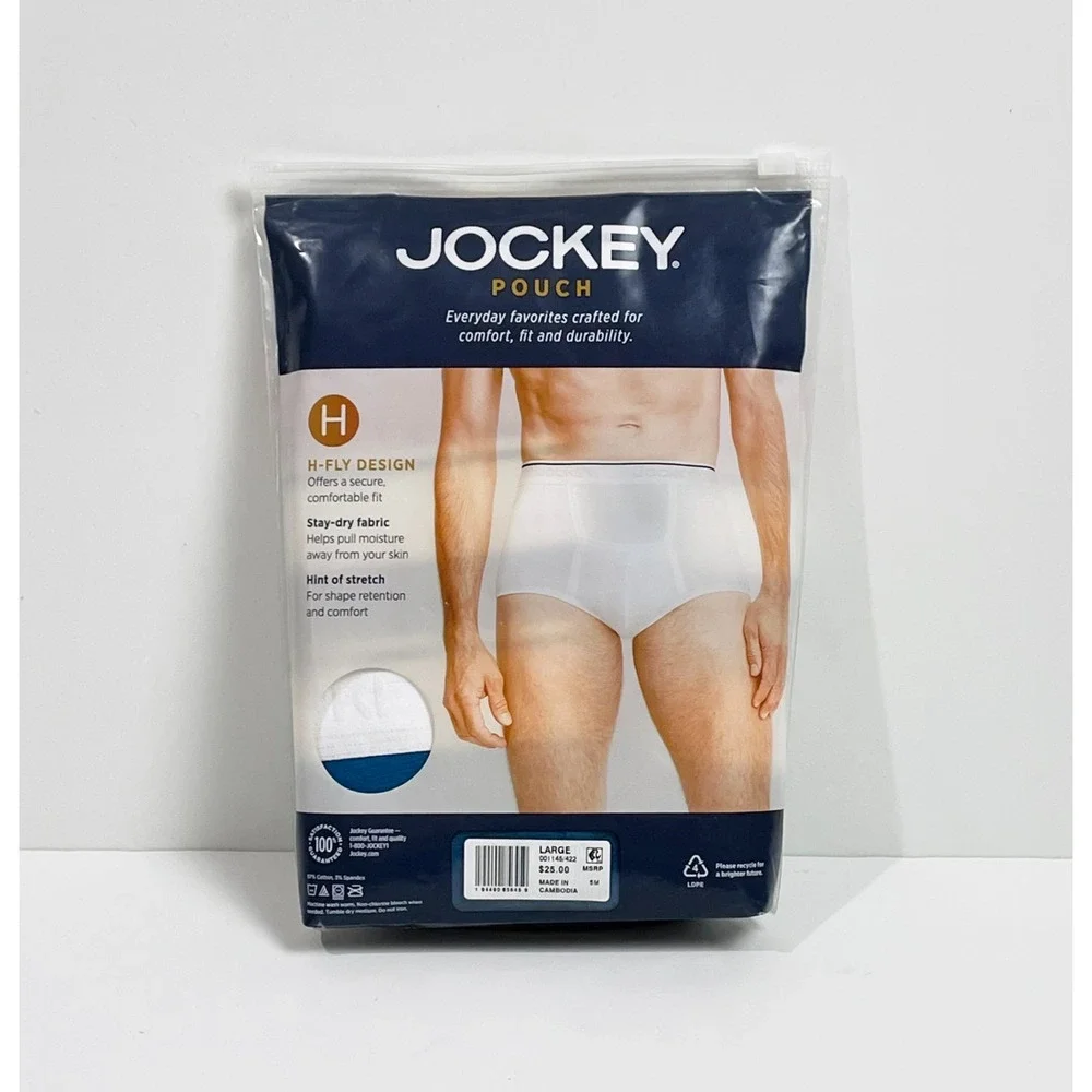 Jockey Pouch Full Rise Briefs H-Fly Design 3 Pack Size L (36-38)